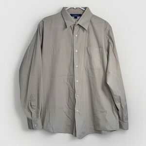Croft & Barrow Men's Long Sleeve Dress Shirt Taupe‎ Large 16.5-7 34/35 Button Up